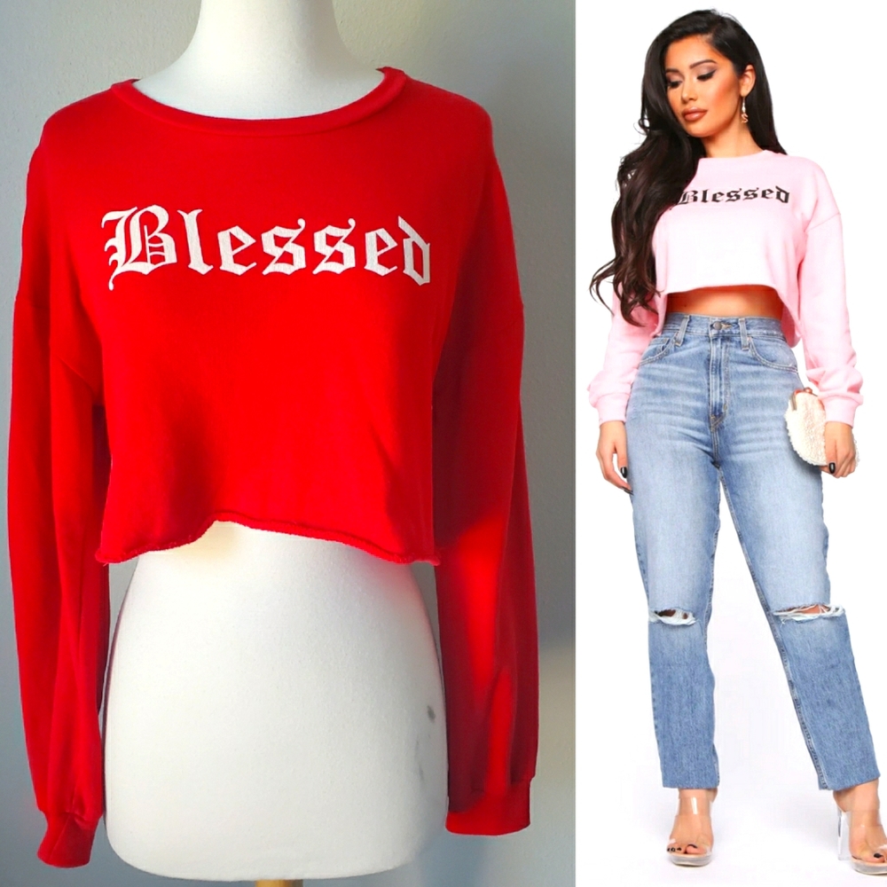 Fashion Nova "Blessed" Crop Top in Red